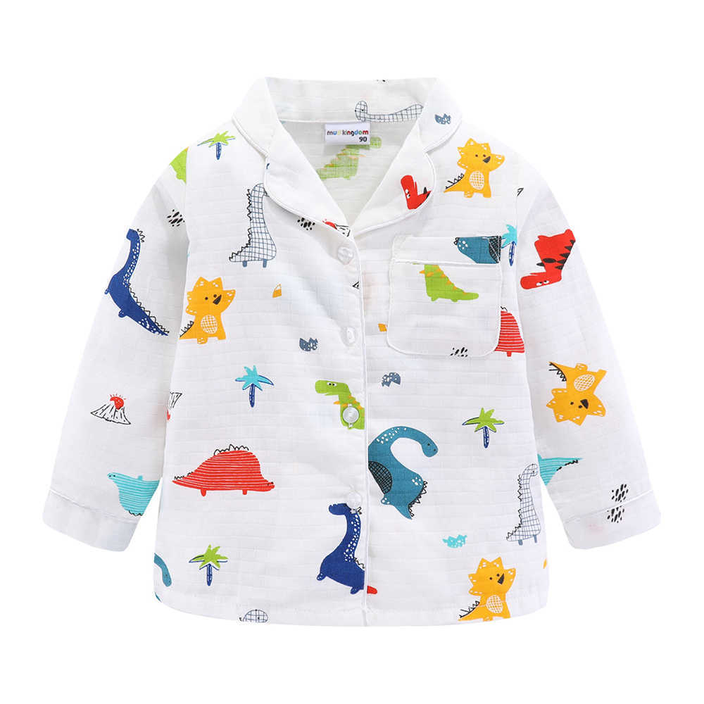 Mudkingdom Cartoon Boys Pajamas Set Turn-Down Collar Pajama Suit Long Sleeve Boy Dinosaur Jammies Kids Sleepwear 210615