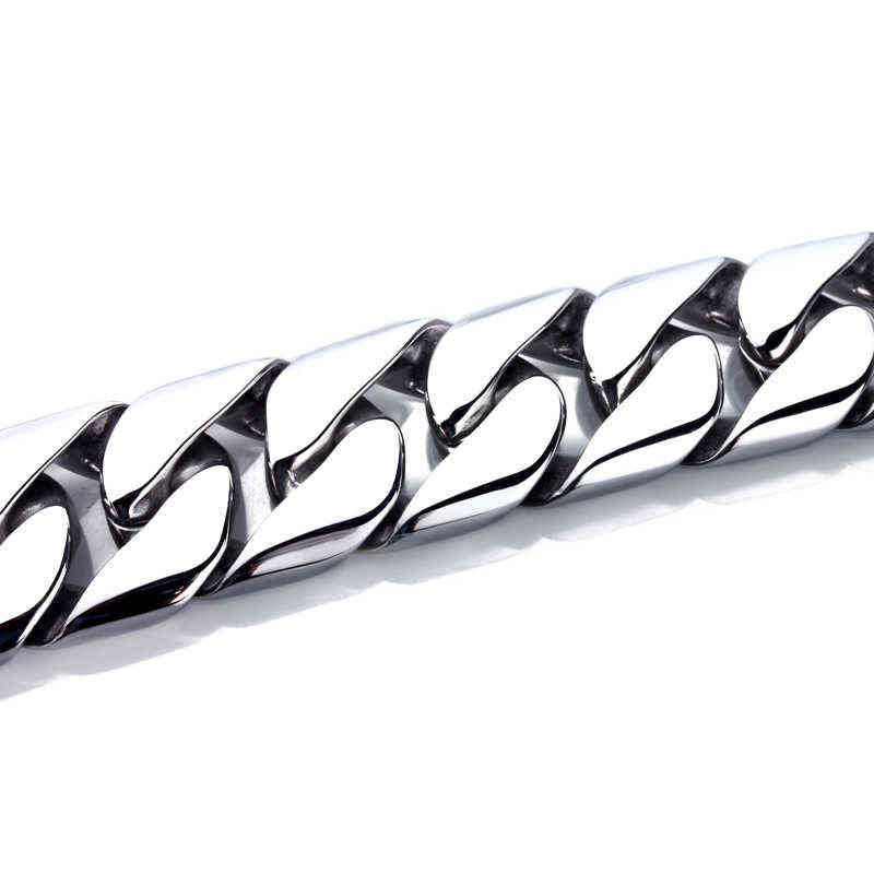 TrustyLan Shiny Glossy 316L Stainless Steel Mens Bracelets 20MM Wide Chain Jewellery Accessory Man Bracelet 211124
