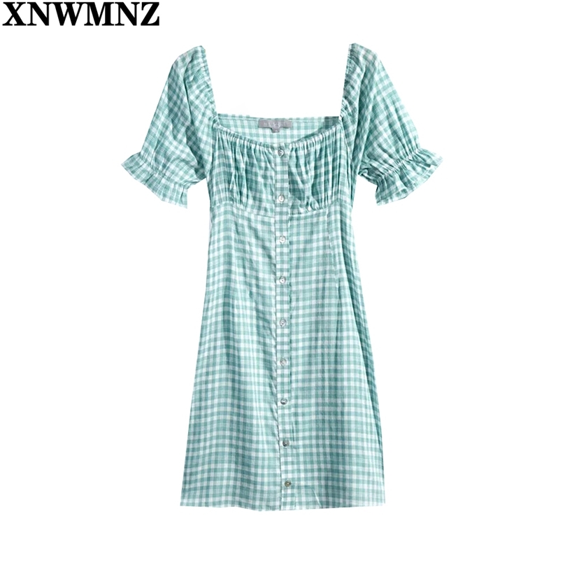 Summer Women's Casual Plaid Square Collar Short Puff Sleeve Slim Dress es for Women Ruffles Buttons Mini 210520, Turquoise
Summer Women's Casual Plaid Square Collar Short Puff Sleeve Slim Dress es for Women Ruffles Buttons Mini 210520, Turquoise