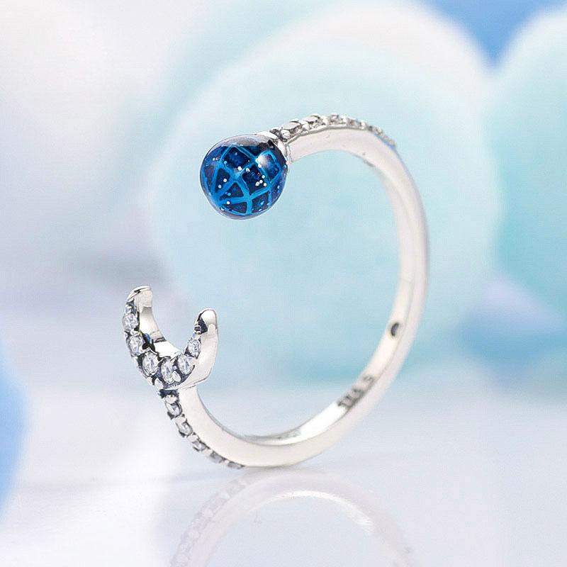Factory wholesale 925 Sterling Silver Blue Earth and Moon Ring Fit Jewelry Engagement Wedding Lovers Fashion Ring For Women 
Factory wholesale 925 Sterling Silver Blue Earth and Moon Ring Fit Jewelry Engagement Wedding Lovers Fashion Ring For Women