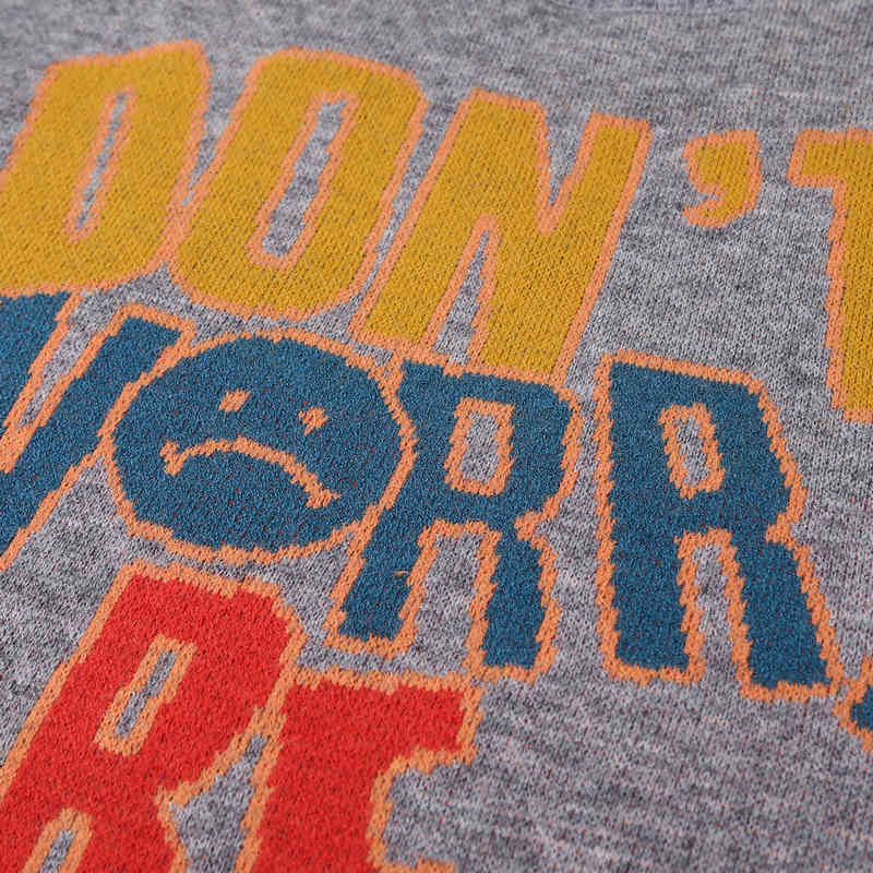 Wixra Pullovers Sweaters Womens O Neck Casual Letter Print Jumpers Holiday Streetwear Knitted Clothing Autumn Winter 210419