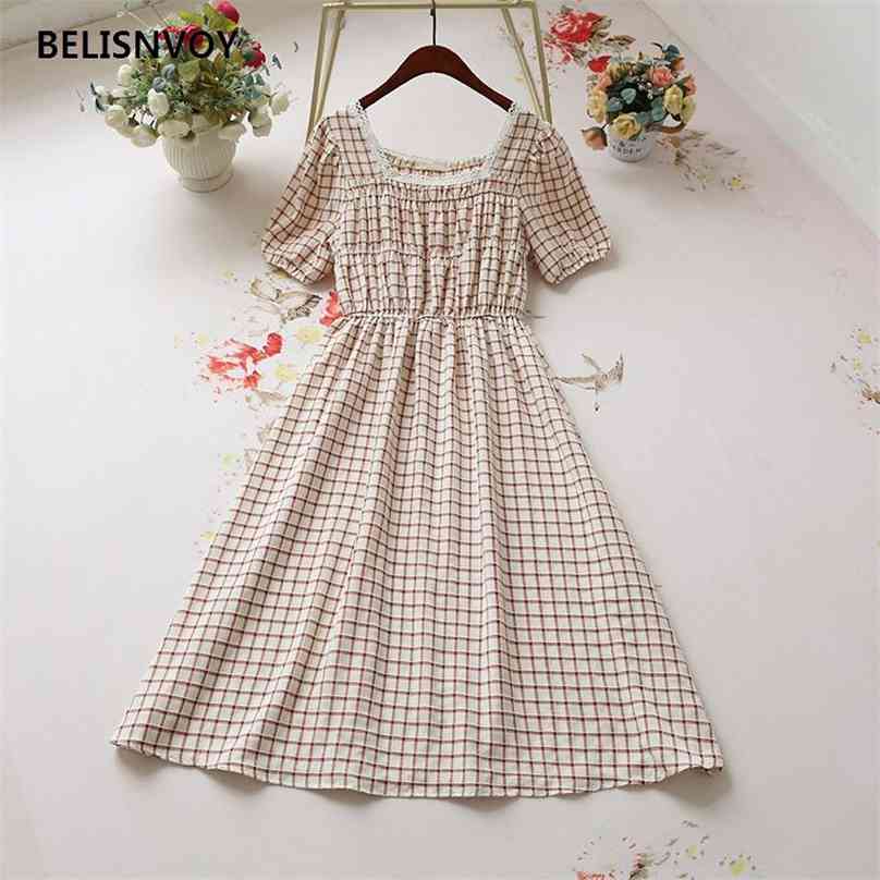 Lace Vintage Plaid Dresses Summer Women Square Collar Chic Elegant Ulzzang Feminine Short Sleeve Ruffles 210520, Black
Lace Vintage Plaid Dresses Summer Women Square Collar Chic Elegant Ulzzang Feminine Short Sleeve Ruffles 210520, Black