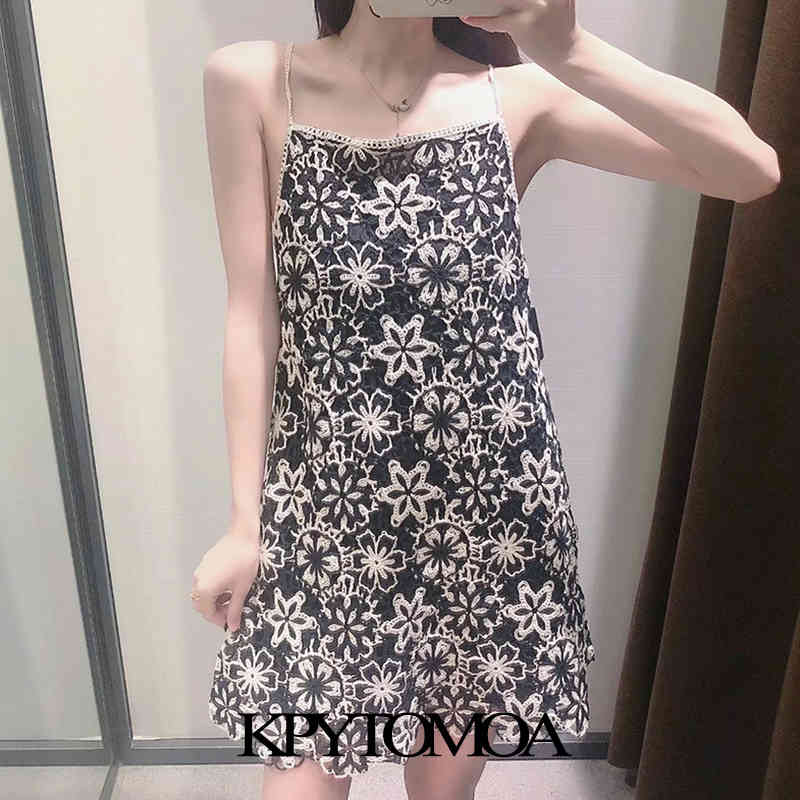 Women Chic Fashion With Lining Crochet Mini Dress Backless Bow Tied Thin Straps Female Dresses Vestidos 210420