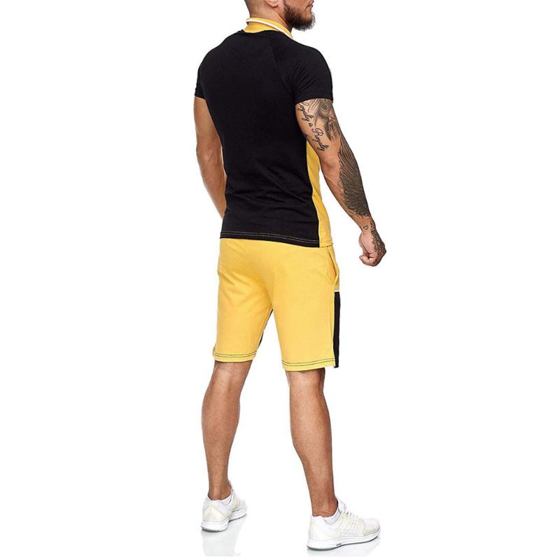 Summer Sports Fashion Casual Sets Men's Shorts+T-Shirt Two Piece Tracksuit Tops Sportswear Fitness Clothes Male Set M-3XL Tracksuits