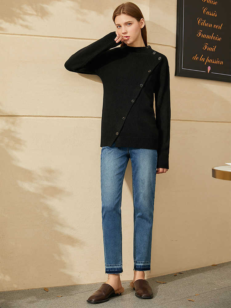 Minimalism Winter Women's Jeans Fashion OLstyle Fleece Straight Female Trousers Causal For Women 12030585 210527