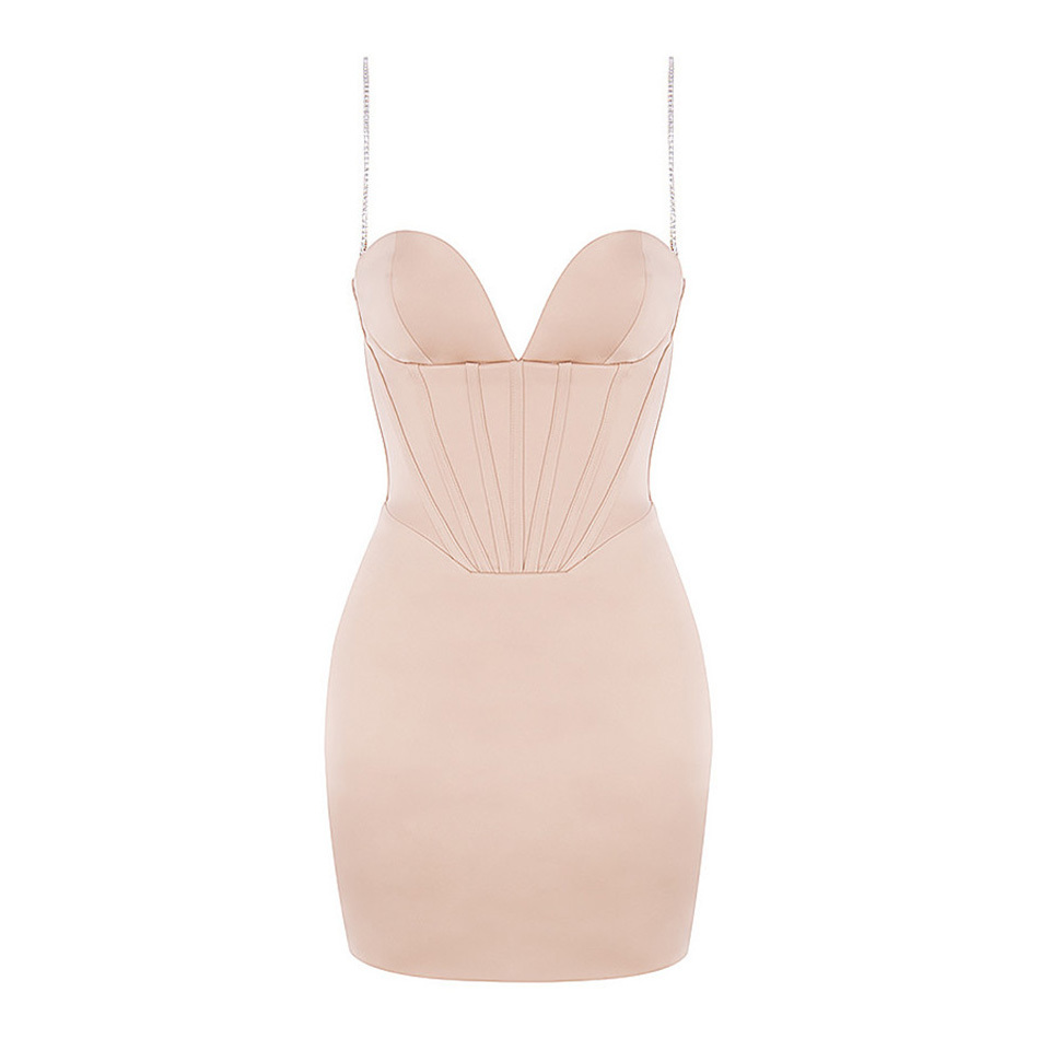 Free Women's Sexy Shiny Spaghetti Dress V Neck Sleeveless Bodycon Halter Celebrity Club Party Vestidos 210524