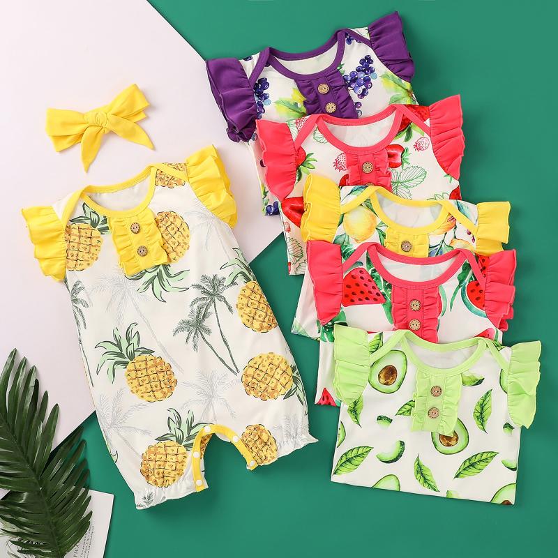 Clothing Sets Baby Girl Clothes Born Infant Girls Ruffle Fruit Printed Flying Sleeve Jumpsuit Romper+headband Pour Nouveaux Nés, White
Clothing Sets Baby Girl Clothes Born Infant Girls Ruffle Fruit Printed Flying Sleeve Jumpsuit Romper+headband Pour Nouveaux Nés, White