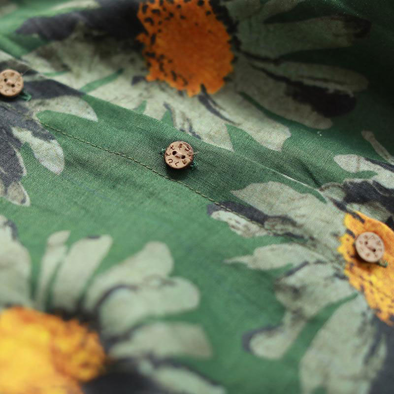 Summer Style Women Shirt Plus Size Short Sleeve Loose Casual Vintage Blouse Flower Print Cotton Linen Shirts Female Blusas D120 210512