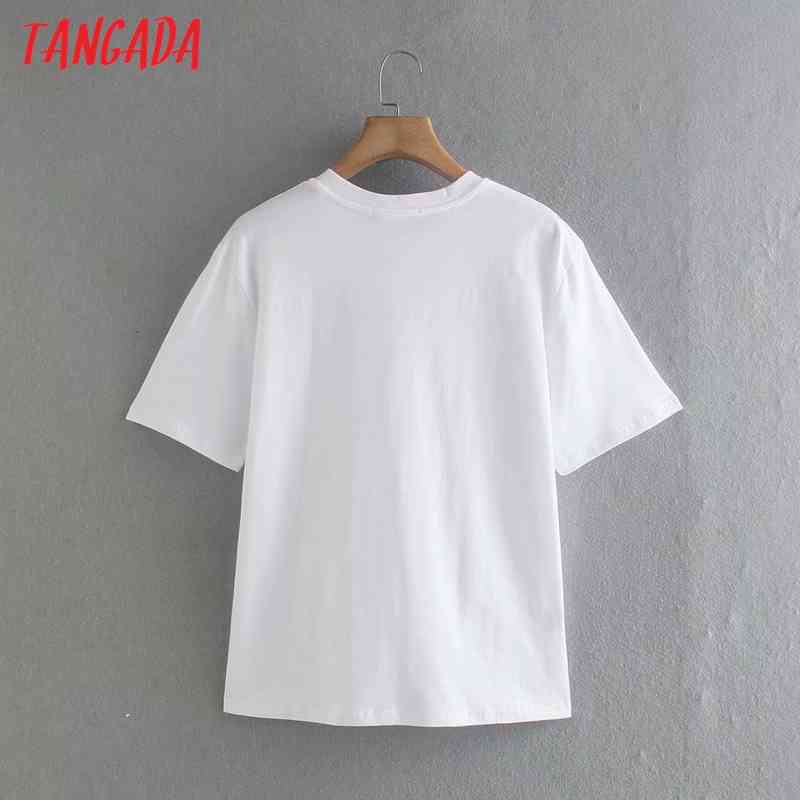 Women Embroidery Cotton T Short Sleeve O Neck Tees Ladies Casual Tee Shirt Street Wear Top 4Y2 210416