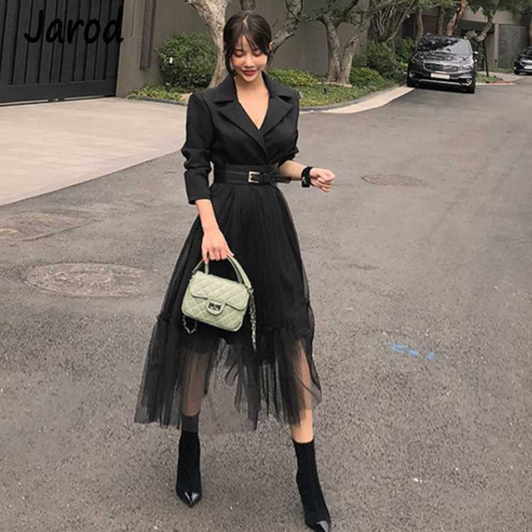Elegant Blazer Dresses Spring Casual Mesh Patchwork Notched Collar Long Sleeve With Belt Midi Big Swing Vestidos 210526, Picture color
Elegant Blazer Dresses Spring Casual Mesh Patchwork Notched Collar Long Sleeve With Belt Midi Big Swing Vestidos 210526, Picture color