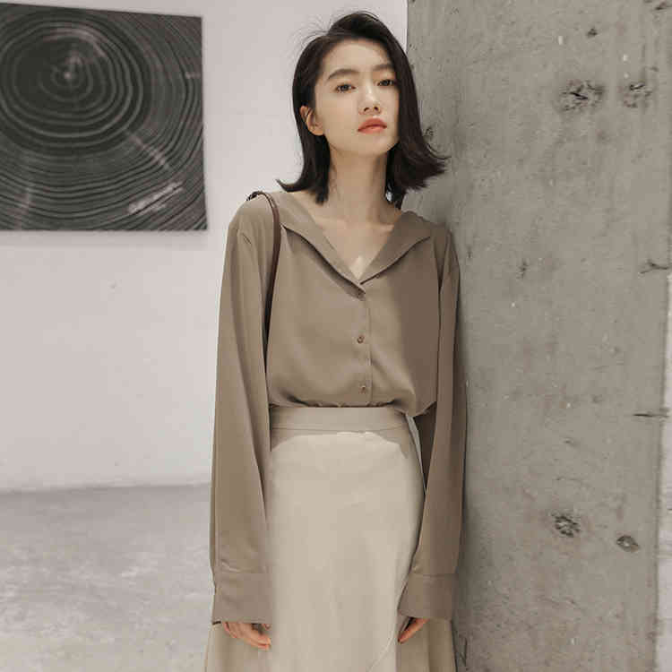 spring solid Vintage Shirt female Oversize Tops Women Long sleeve Girls Blouse Plus Size chiffon Blouses femme Blusas 210423