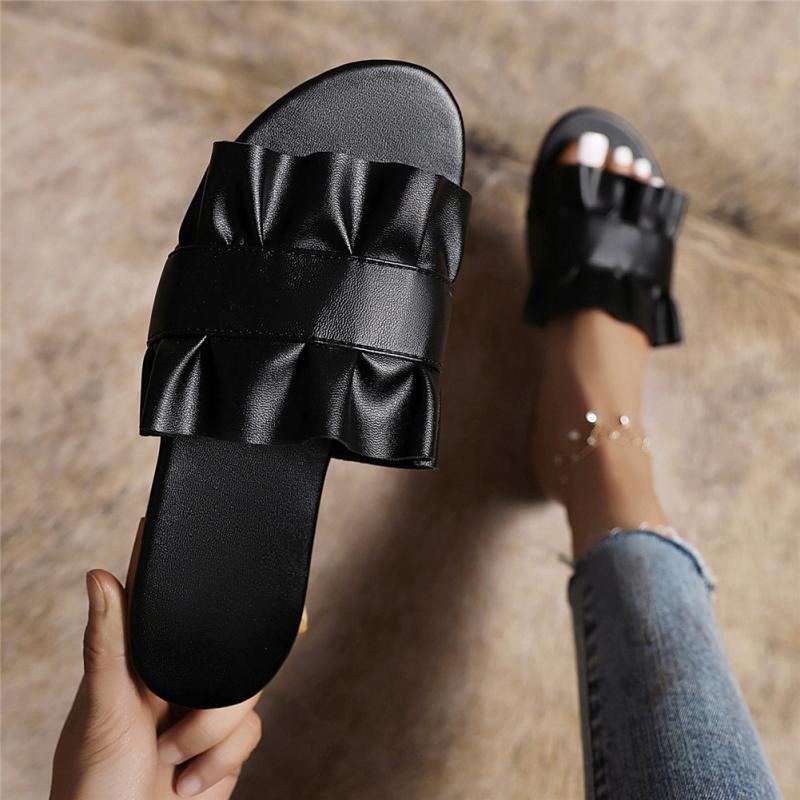Slippers Female Casual Leisure Flat Comfort Shoes For Ladies Pleated Summer Fashion Solid Color Light Sandals Outdoor, Black
Slippers Female Casual Leisure Flat Comfort Shoes For Ladies Pleated Summer Fashion Solid Color Light Sandals Outdoor, Black