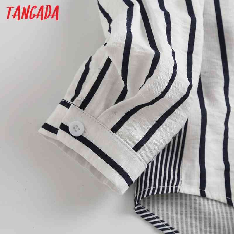 Women Striped Print Chiffon Long Sleeve Spring Chic Female Casual Loose Shirt WF31 210416