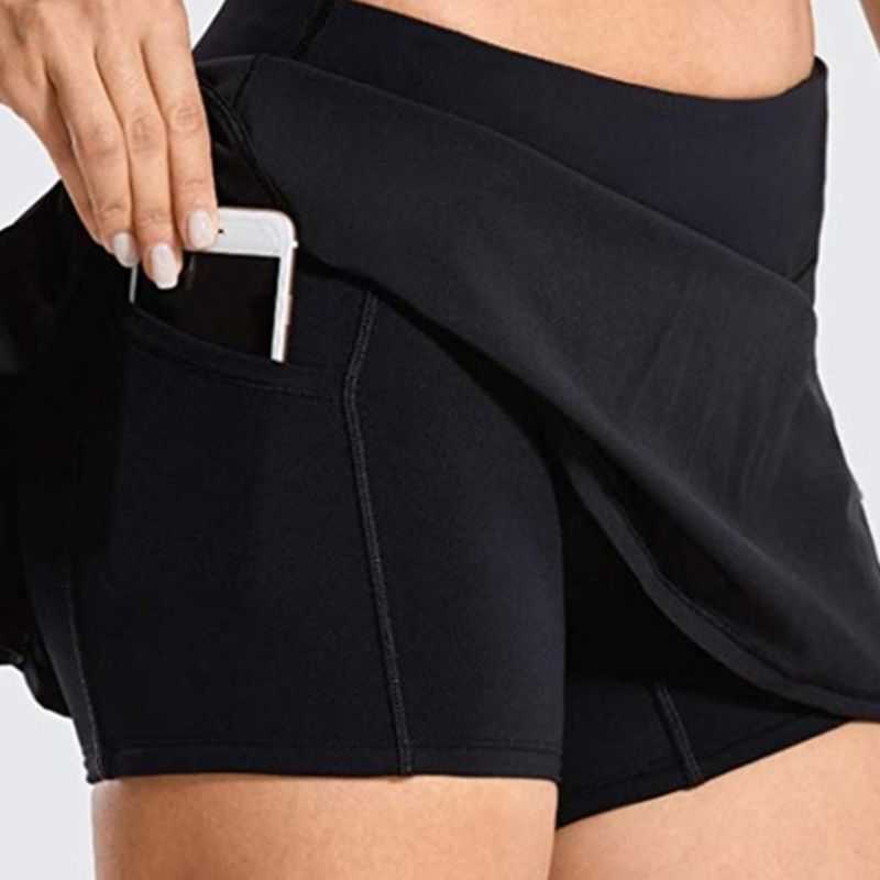 Women 2-In-1 Tennis Skorts Athletic Sports Running Pleated Golf Skirts Shorts X7YA 210308