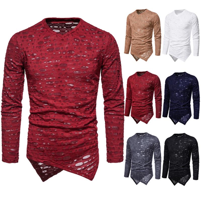 Men's T-Shirts 2021 T-shirt Slant Hem Hole Design Solid Color Round Neck Long-sleeved Tee Shirt Male Hollow Out Blouse Top Pullover, Navy blue
Men's T-Shirts 2021 T-shirt Slant Hem Hole Design Solid Color Round Neck Long-sleeved Tee Shirt Male Hollow Out Blouse Top Pullover, Navy blue