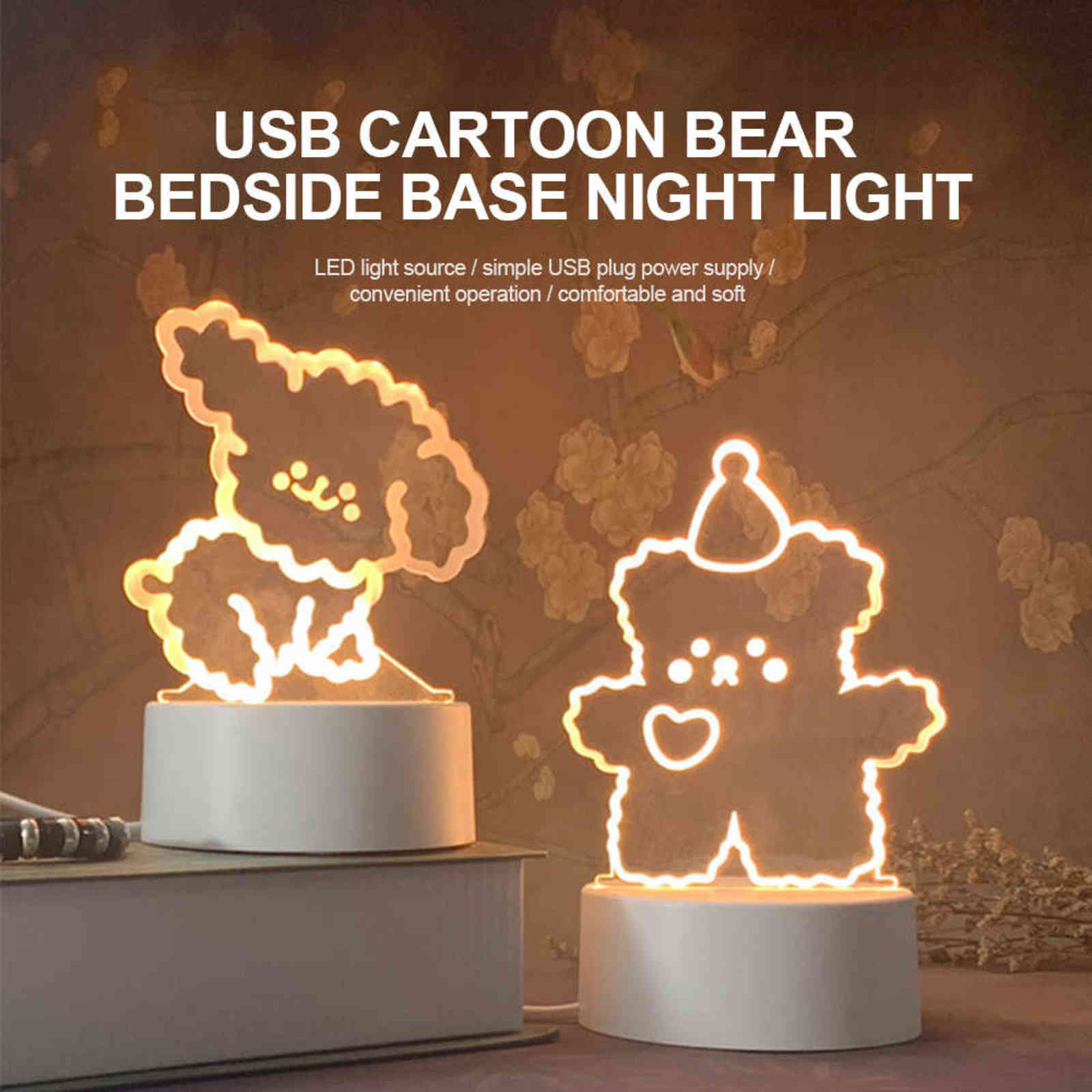 3D LED Night Light Lovely Bear Dog Table USB Cartoon Lamp Touch Acrylic Luminous Gift for Children Holiday Child Room Decor Y1123
3D LED Night Light Lovely Bear Dog Table USB Cartoon Lamp Touch Acrylic Luminous Gift for Children Holiday Child Room Decor Y1123