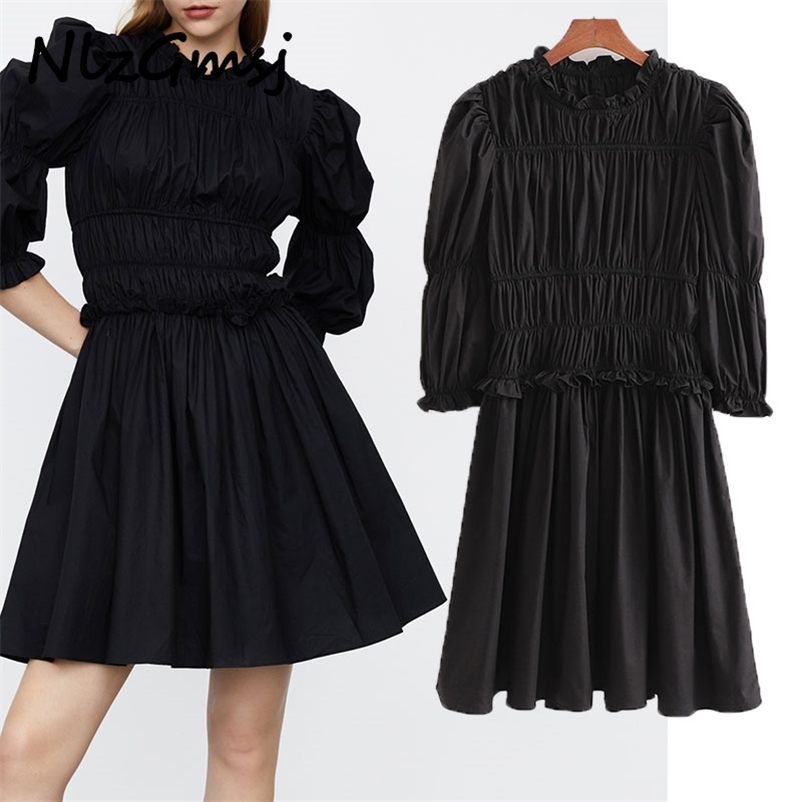 Dres Black Spring Fashion Wrinkle Effect Three Quarter Above Knee Vestidos 210628, As picture
Dres Black Spring Fashion Wrinkle Effect Three Quarter Above Knee Vestidos 210628, As picture