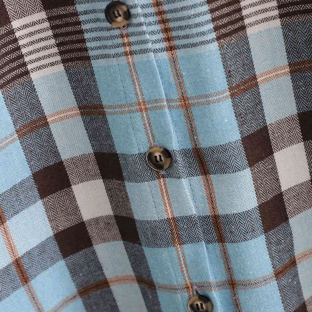 Fashion Women Plaid Shirt Chic Checked Blouse Long Sleeve Female Casual Print Shirts Loose Tops Blusas 210520