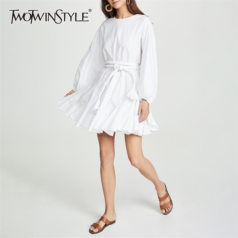 White Dresses Women O Neck Lantern Sleeve High Waist Bandage Mini Pleated Female Casual Fashion 210520
White Dresses Women O Neck Lantern Sleeve High Waist Bandage Mini Pleated Female Casual Fashion 210520