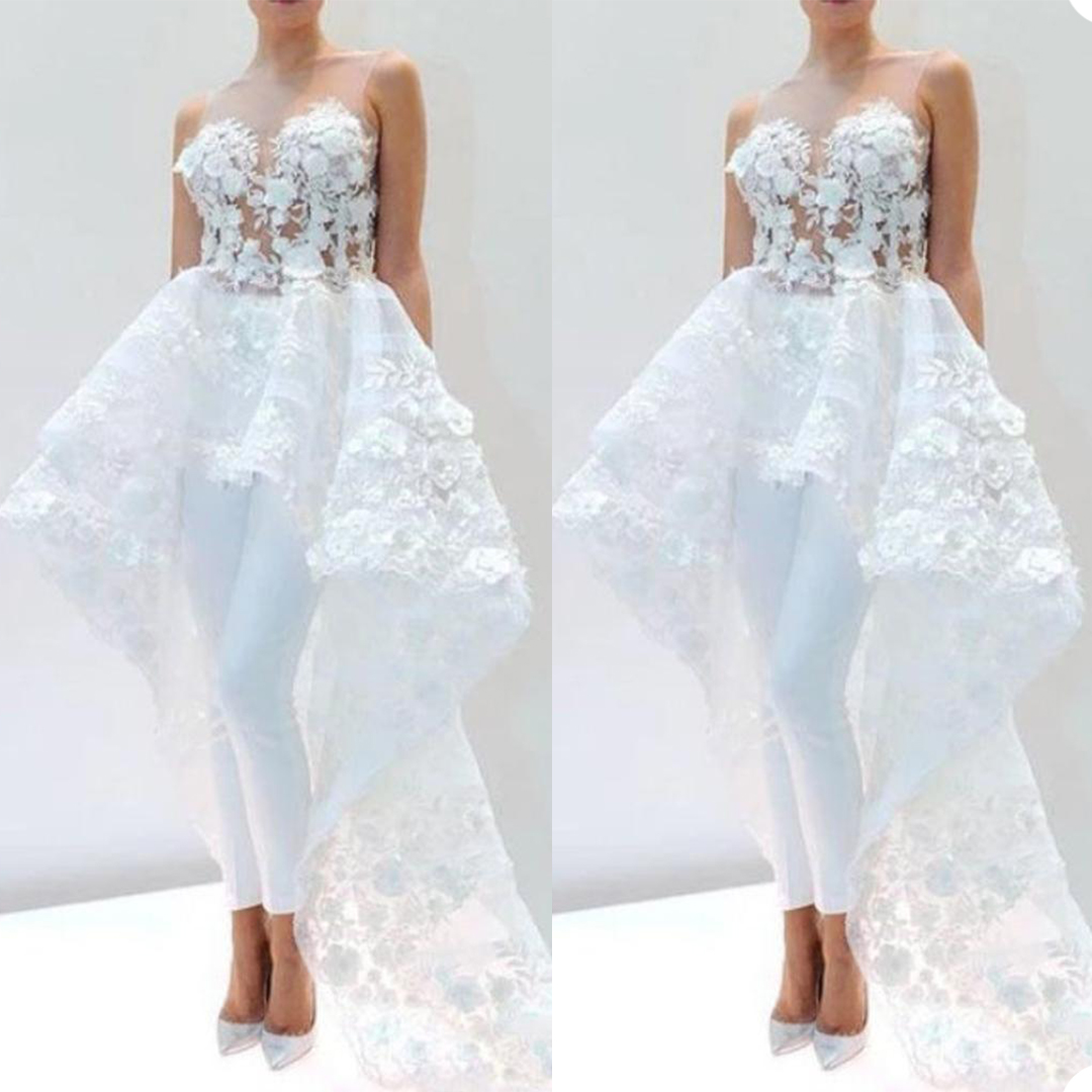 Fashion A Line Wedding Dress Jumpsuits 3D Flower Appliques Bride Dresses Modern Zipper Back Bridal Gowns robes de mariée, Light sky blue
Fashion A Line Wedding Dress Jumpsuits 3D Flower Appliques Bride Dresses Modern Zipper Back Bridal Gowns robes de mariée, Light sky blue