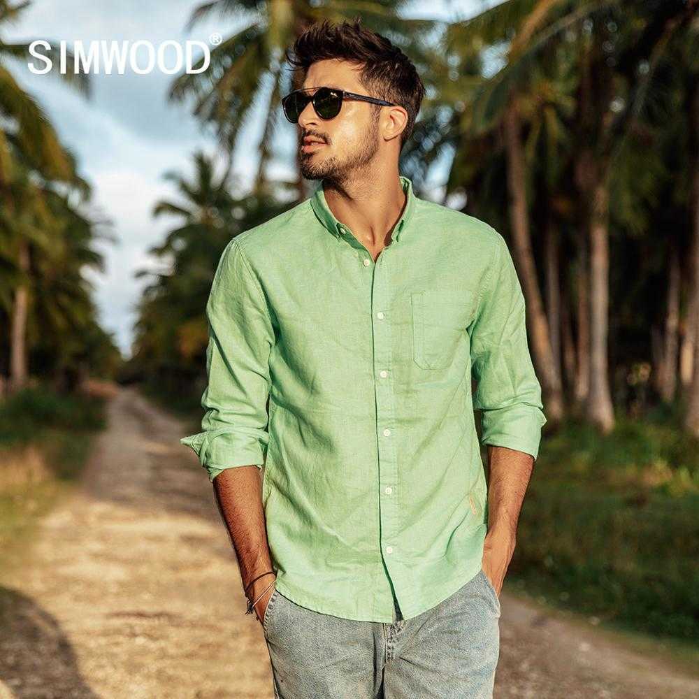 spring summer pure linen cotton shirts men cool Breathable classic basic shirt male high quality 190125 210708
