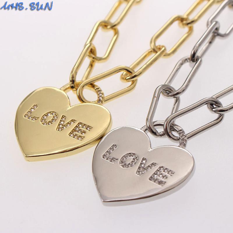 Chains MHS.SUN Women/Men Fashion Zircon Love Heart Pendant Necklace Vintage Chunky Chain Hiphop Style Jewelry 1Pcs
Chains MHS.SUN Women/Men Fashion Zircon Love Heart Pendant Necklace Vintage Chunky Chain Hiphop Style Jewelry 1Pcs