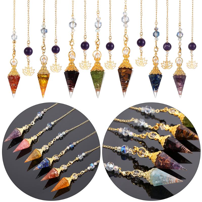Pendant Necklaces Natural Chip Stone Pendulum Hexagonal Reiki Yoga Pyramid Resin Gold-color Chain Amulet For Dowsing Pendule, Silver
Pendant Necklaces Natural Chip Stone Pendulum Hexagonal Reiki Yoga Pyramid Resin Gold-color Chain Amulet For Dowsing Pendule, Silver