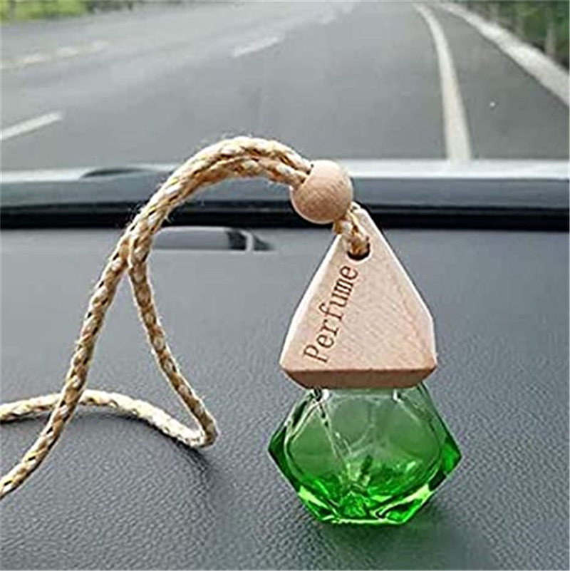 Car Decoration Glass Bottle Refillable Essence Oil Perfume Bottles Jar Air Freshener Diffuser Hanging Empty Container Ornaments