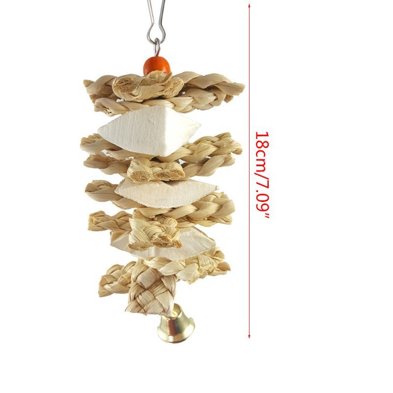 Parrot Bird Natural grass Toys Gum Bite Button Kooi Bel Swing Climb 40JA