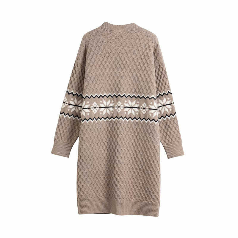H.SA Women Winter Sweater and Cardigans Long Sleeve Open Stitch Snowflake Christmas Knit Jacket Sweater Long Coat Ponchoes 210716