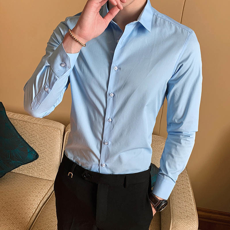High Quality Autumn Men Shirt Slim Fit Cotton Long Sleeve Korean Shirt Social Casual White Black Blouse Men 5XL 6XL 7XL 8XL 210412