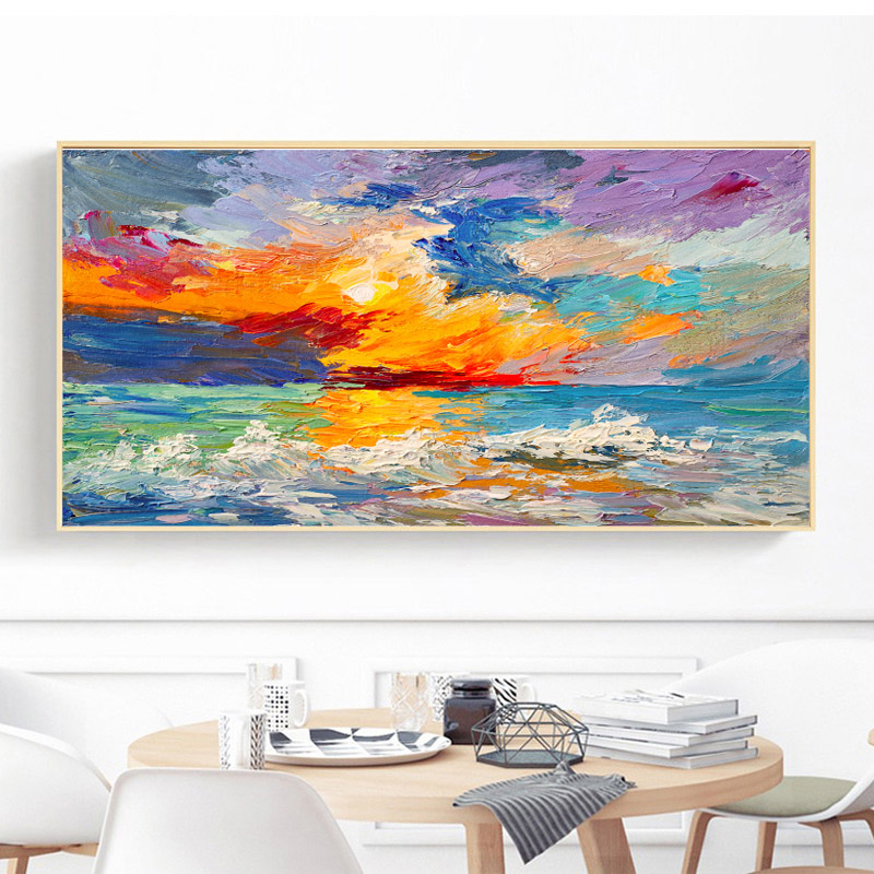 Natural Landscape Poster Sky Sea Sunrise Painting Printed On Canvas Home Decor Wall Art Pictures For Living Room