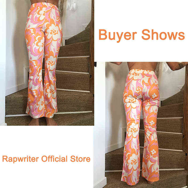 Floral Printed Flare Pants For Women Fashion Summer Chic Tie Dye Long Trousers Female Casual Sweatpant s Streetwear 211115
