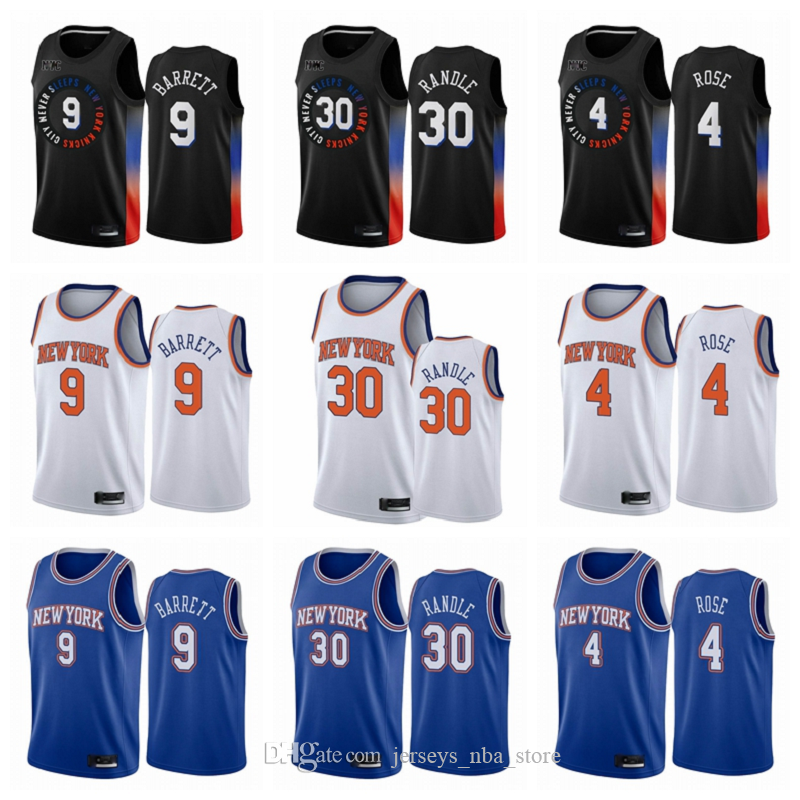 Obi Toppin RJ 9 Barrett Derrick Rose Julius Randle New YorkKnicksMen Black City 2020-21 Swingman Basketball Jersey Edition