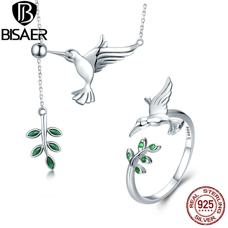 BISAER Set 925 Sterling Silver Bird Hummingbirds Greeting Collar Anel Sets For Women Fashion Earrings Jewelry, Mixed colors
BISAER Set 925 Sterling Silver Bird Hummingbirds Greeting Collar Anel Sets For Women Fashion Earrings Jewelry, Mixed colors