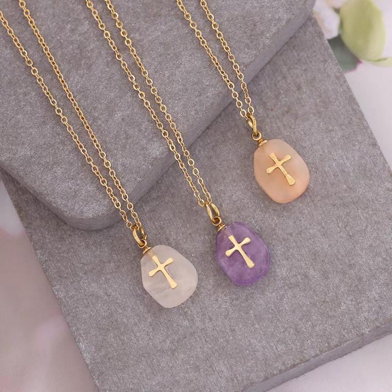 Pendant Necklaces 3 Color Natural Stone And Stainless Steel Gold Charm Quartz Necklace Women's Men's, Silver
Pendant Necklaces 3 Color Natural Stone And Stainless Steel Gold Charm Quartz Necklace Women's Men's, Silver