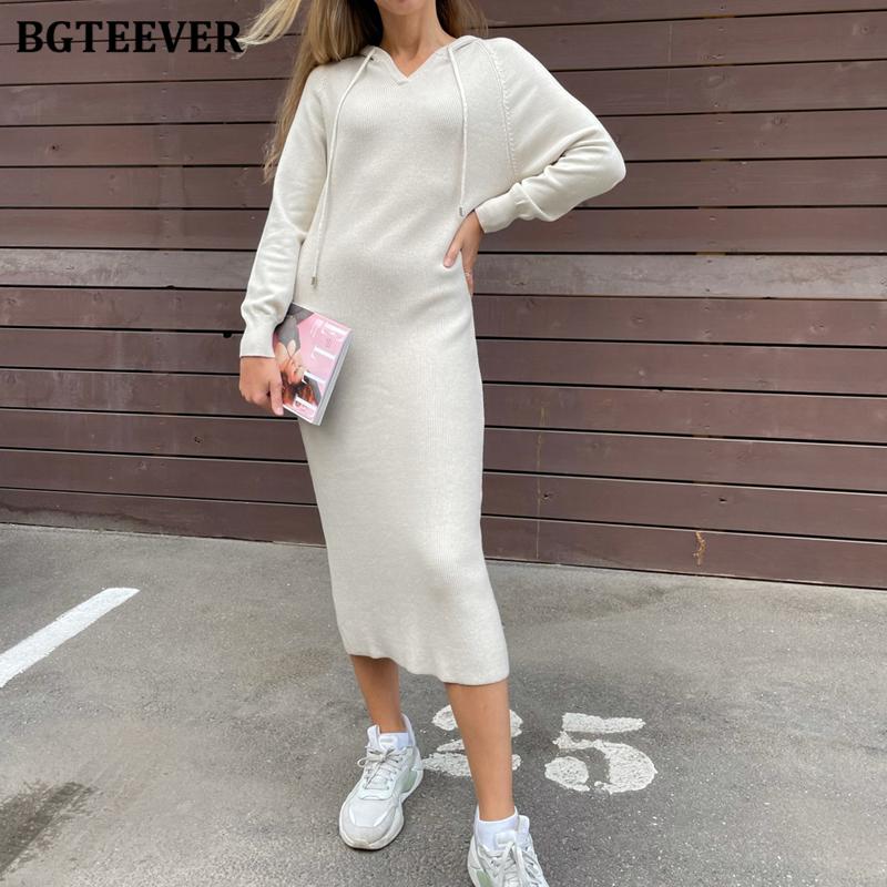 Casual Dresses BGTEEVER Autumn Winter Women Dress 2021 Hooded Knitted Midi For Long Sleeve Loose Female Sweater Vestidos, Black;gray
Casual Dresses BGTEEVER Autumn Winter Women Dress 2021 Hooded Knitted Midi For Long Sleeve Loose Female Sweater Vestidos, Black;gray
