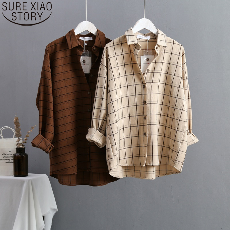 Vintage Loose Long Sleeve Shirt Oversize Women Blouse Autumn Front Short Back Turn-Down Collar Casual Tops 10870 210506