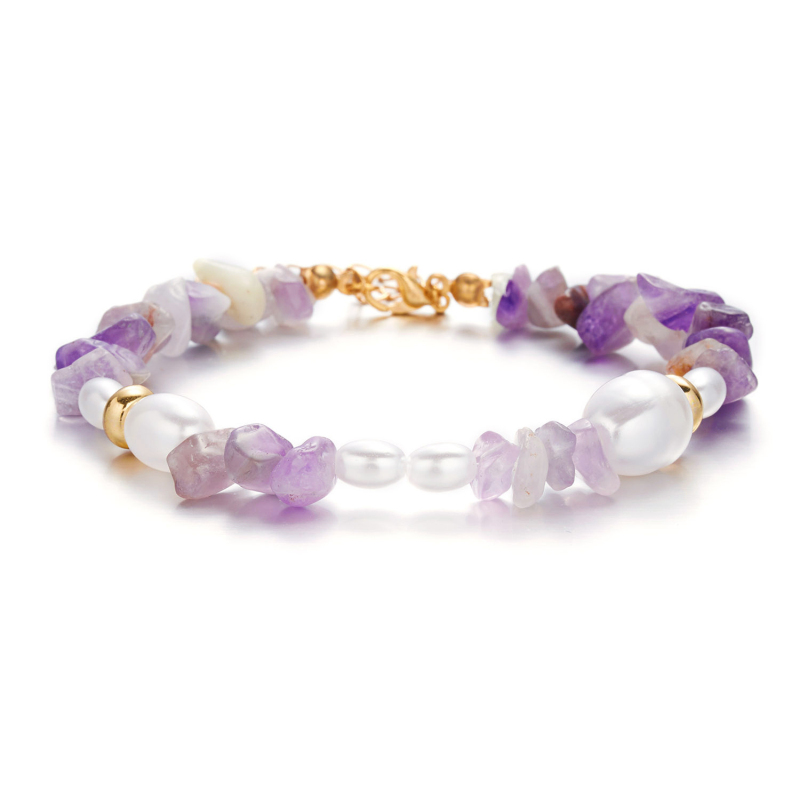 Bohemian Style Colorful Natural Stone Irregular Pearl Strands Bracelet Anklet for Gift