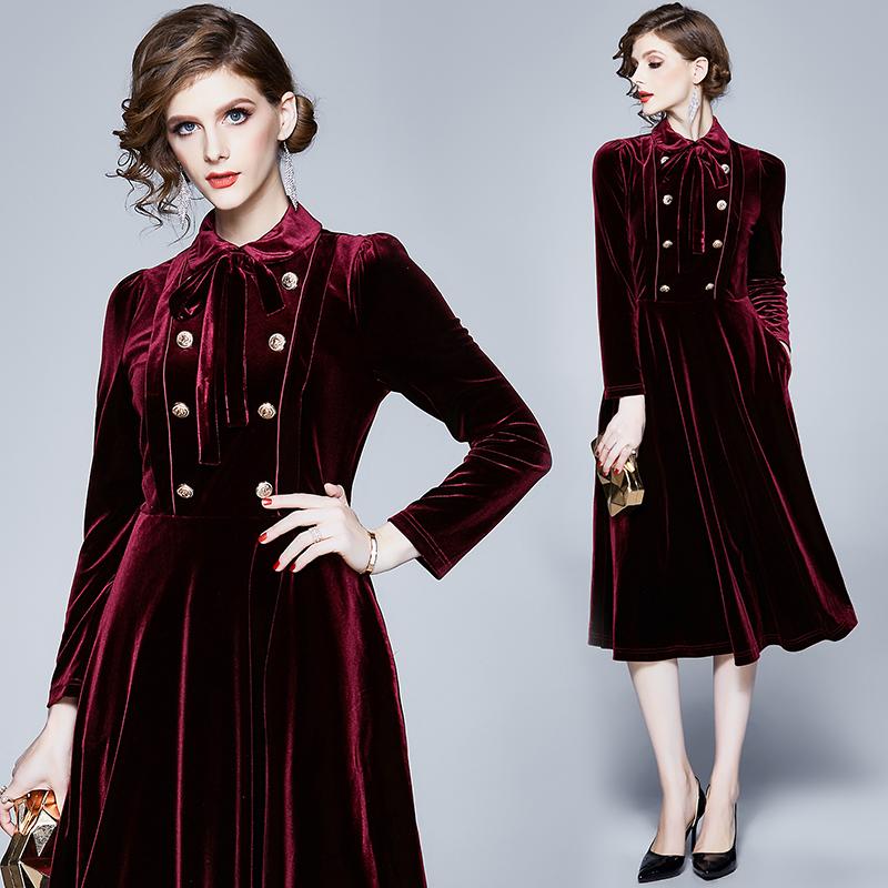 Casual Dresses Simgent Buttons Velvet Autumn Winter Woman Long Sleeve A Line Elegant Vintage Midi Dress Wine Red Frocks SG17144, Burgundy
Casual Dresses Simgent Buttons Velvet Autumn Winter Woman Long Sleeve A Line Elegant Vintage Midi Dress Wine Red Frocks SG17144, Burgundy