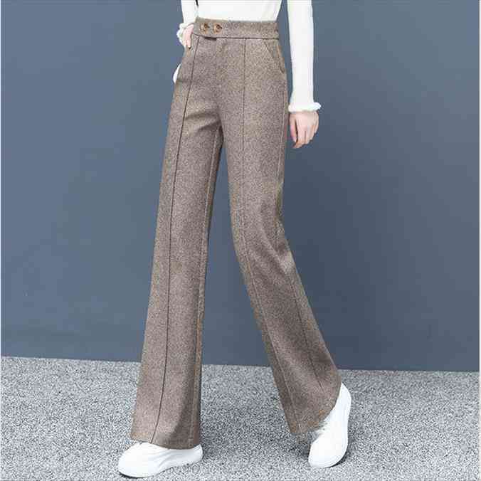 thick wool straight office womens pant wear side pockets autumn winter vintage high waist zipper fly female wide leg trousers, Black;white
thick wool straight office womens pant wear side pockets autumn winter vintage high waist zipper fly female wide leg trousers, Black;white