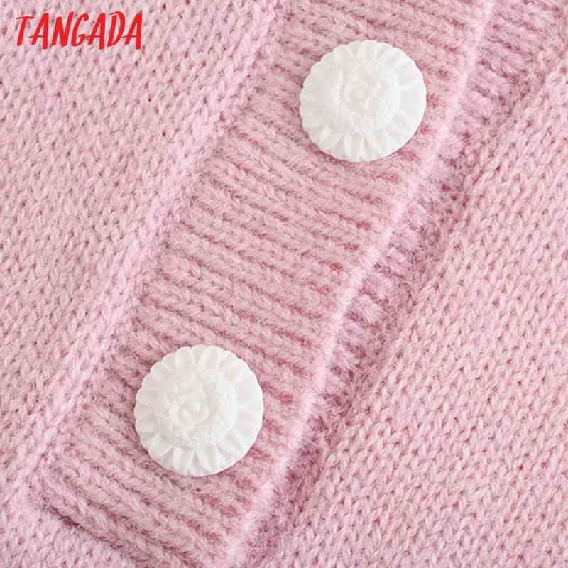 Women Vintage Pink Knit Playsuits Elastic Waist Long Sleeve Rompers Ladies Casual Chic Jumpsuits 3N21 210416