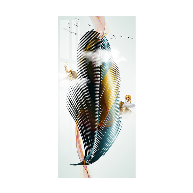 Golden Feather Posters Wall Art For Living Room Canvas Painting Abstract Pictures Entrance Home Decor Modern Decorative Prints