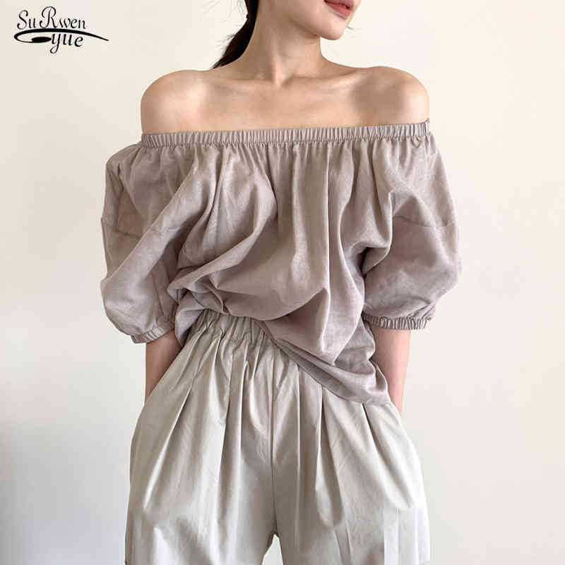 Solid Sexy Slash Neck Blouse Summer Casual Women's Shirt Korean Loose Women Clothing Fashion Ladies Tops Blusas 13639 210521, Gray
Solid Sexy Slash Neck Blouse Summer Casual Women's Shirt Korean Loose Women Clothing Fashion Ladies Tops Blusas 13639 210521, Gray
