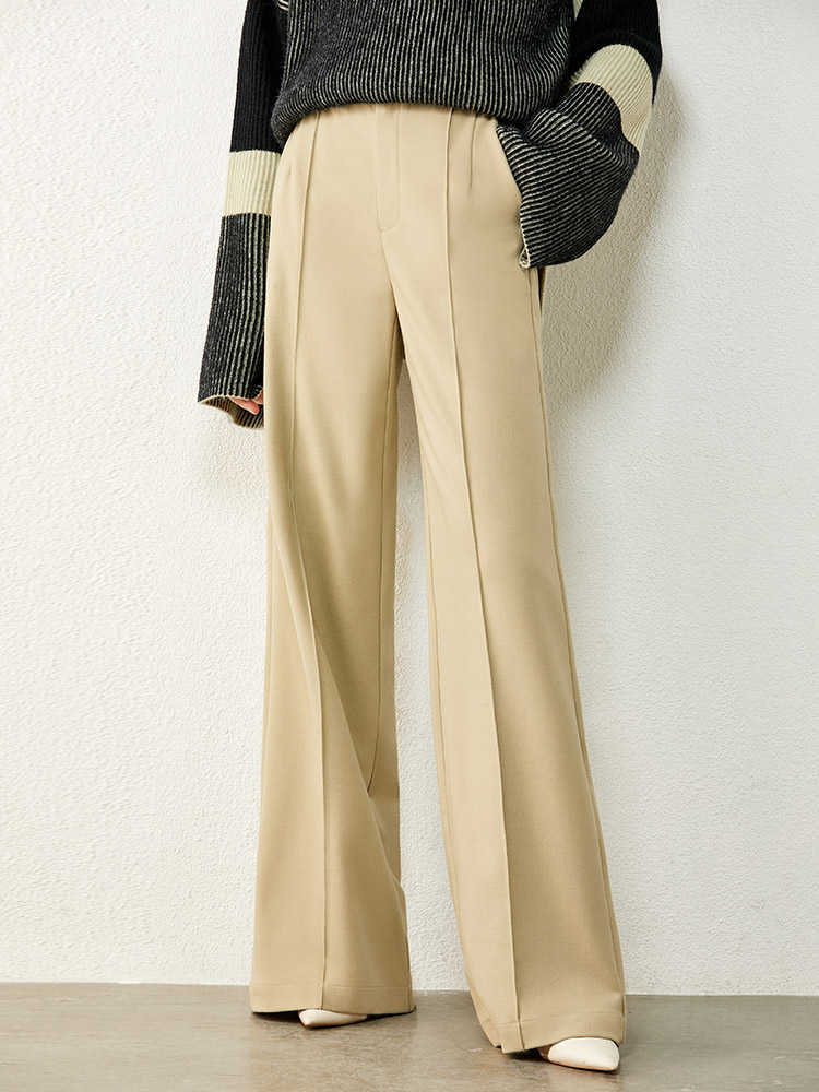 Minimalism Autumn Winter Women's Pants Fashion Causal Solid High Waist Bell-bottomed Female Trousers 12040774 210527