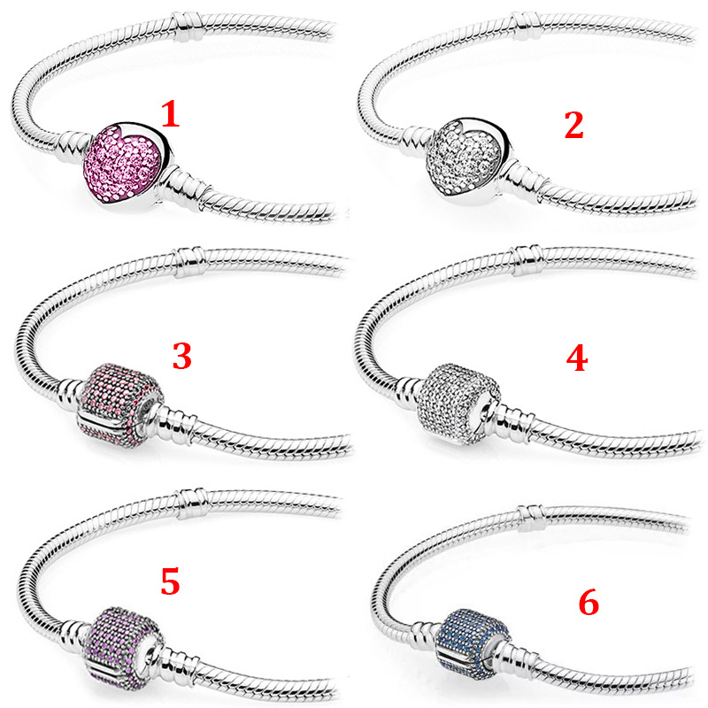100% 925 Sterling Silver chain Bracelets Round Heart Full Diamond Buckle Head Snake Bone Bracelet Fit Pandora Charms Beads Fine Jewelry Gift with dust bag gift
100% 925 Sterling Silver chain Bracelets Round Heart Full Diamond Buckle Head Snake Bone Bracelet Fit Pandora Charms Beads Fine Jewelry Gift with dust bag gift