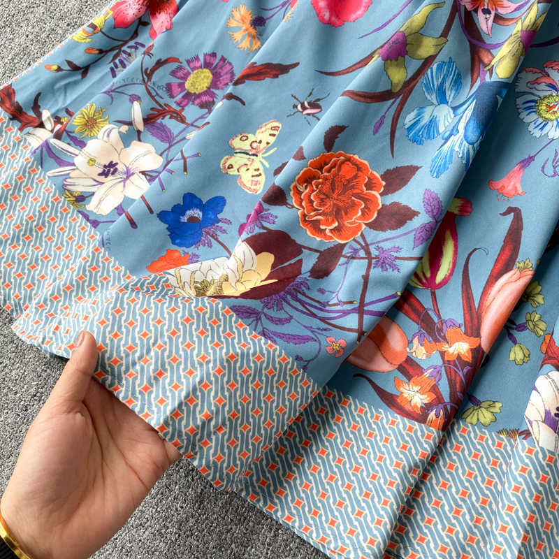 Women Fashion Chic Round Neck Long Sleeve Print A-line Dress Elegant Clothes Vestidos De Mujer R889 210527