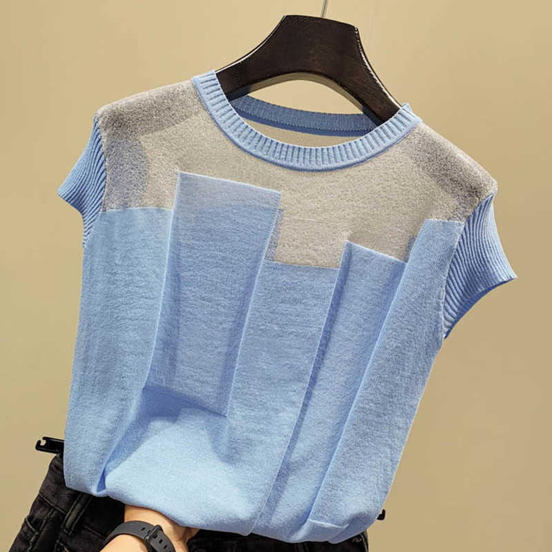 Blouse Women Blusas Mujer De Moda Verano O-neck Blue Knitted Blouse Shirt Short Sleeve Women Blouses Shirts Tops Blusa D482 210602
Blouse Women Blusas Mujer De Moda Verano O-neck Blue Knitted Blouse Shirt Short Sleeve Women Blouses Shirts Tops Blusa D482 210602