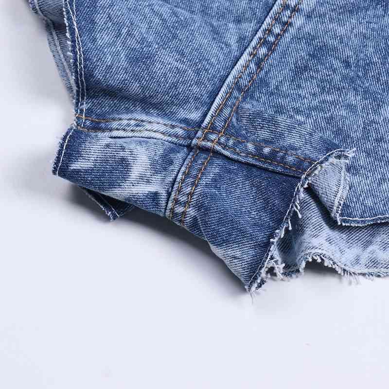 TWOTWINSTYLE Casual Denim Shorts Skirts High Waist Ruffle Hem Loose Ruched Short Pants Female Fashion Clothing Spring Tide 210309