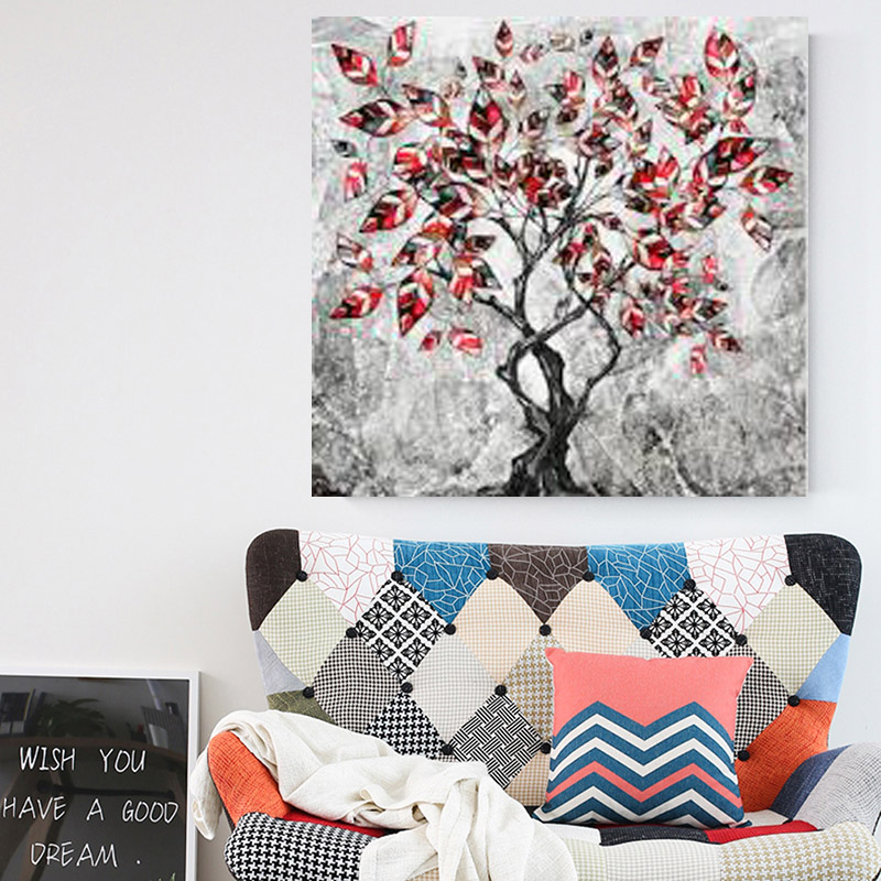 Red Flowers Tree Landscape Canvas Painting Abstract Prints And Posters Wall Pictures For Living Room Home Decor